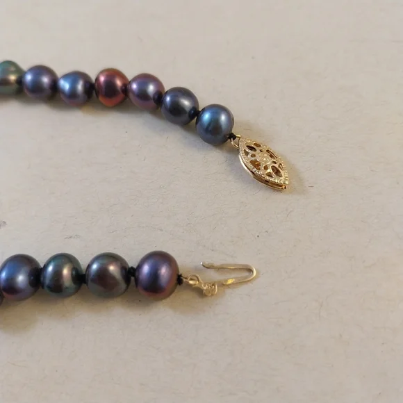 Vintage Black Pearl Necklace With Gold 585 (14K) Lock - Picture 12 of 15